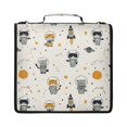 thumbnail image 1 of Zipper Binder with Shoulder Strap 2 inch 3 Ring Waterproof File Folder Organizer Bag 500 Sheet Adorable Astronauts Pattern, 1 of 8