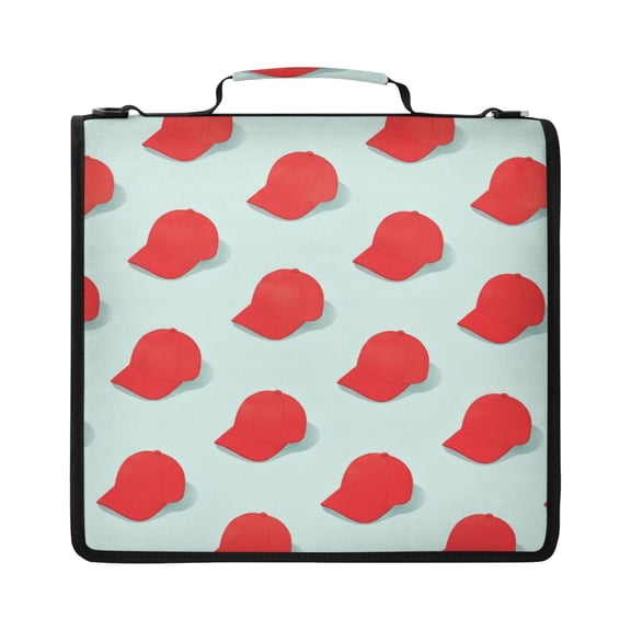 Zipper Binder with Shoulder Strap 2 inch 3 Ring Waterproof File Folder Organizer Bag 500 Sheet Baseball Cap Design