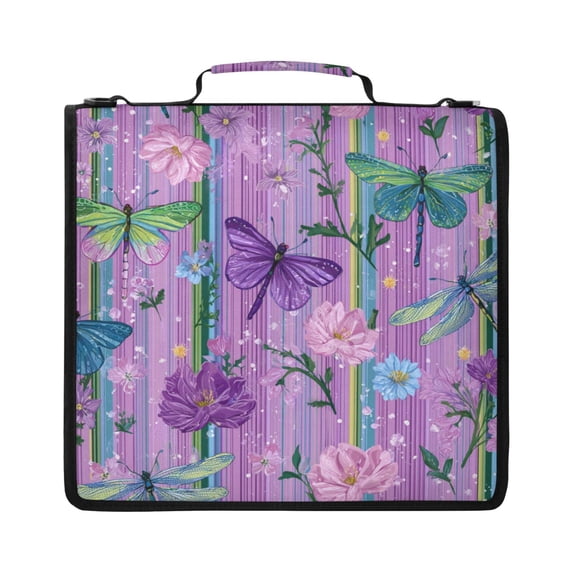 Zipper Binder with Shoulder Strap 2 inch 3 Ring Waterproof File Folder Organizer Bag 500 Sheet Beautiful Detailed Pattern