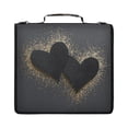 thumbnail image 1 of Zipper Binder with Shoulder Strap 2 inch 3 Ring Waterproof File Folder Organizer Bag 500 Sheet Black Hearts with Gold Glitter, 1 of 8
