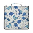 thumbnail image 1 of Zipper Binder with Shoulder Strap 2 inch 3 Ring Waterproof File Folder Organizer Bag 500 Sheet Blue Butterfly and Flower, 1 of 8