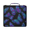 thumbnail image 1 of Zipper Binder with Shoulder Strap 2 inch 3 Ring Waterproof File Folder Organizer Bag 500 Sheet Blue Butterfly in Illustration Style, 1 of 8