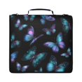 thumbnail image 1 of Zipper Binder with Shoulder Strap 2 inch 3 Ring Waterproof File Folder Organizer Bag 500 Sheet Blue-purple and Cyan Butterflies, 1 of 8