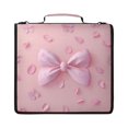 thumbnail image 1 of Zipper Binder with Shoulder Strap 2 inch 3 Ring Waterproof File Folder Organizer Bag 500 Sheet Butterfly Knot Decoration, 1 of 8