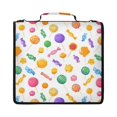 thumbnail image 1 of Zipper Binder with Shoulder Strap 2 inch 3 Ring Waterproof File Folder Organizer Bag 500 Sheet Cartoon Candy Pattern, 1 of 8
