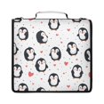 thumbnail image 1 of Zipper Binder with Shoulder Strap 2 inch 3 Ring Waterproof File Folder Organizer Bag 500 Sheet Cartoon Penguin Pattern, 1 of 8