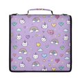 thumbnail image 1 of Zipper Binder with Shoulder Strap 2 inch 3 Ring Waterproof File Folder Organizer Bag 500 Sheet Cat Face and Rainbows Pattern, 1 of 8