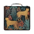 thumbnail image 1 of Zipper Binder with Shoulder Strap 2 inch 3 Ring Waterproof File Folder Organizer Bag 500 Sheet Cheetah and Jungle Leaves, 1 of 8