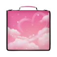 thumbnail image 1 of Zipper Binder with Shoulder Strap 2 inch 3 Ring Waterproof File Folder Organizer Bag 500 Sheet Clouds and Pink Heart Shape, 1 of 8