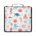 thumbnail image 1 of Zipper Binder with Shoulder Strap 2 inch 3 Ring Waterproof File Folder Organizer Bag 500 Sheet Coral Pink Sea Creature, 1 of 8
