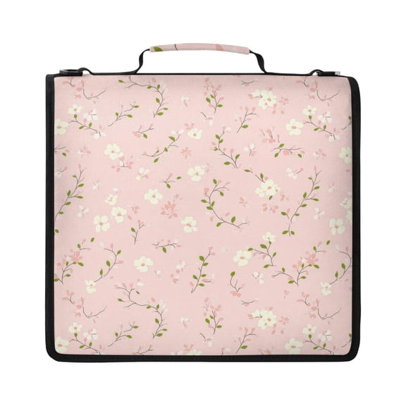 Zipper Binder with Shoulder Strap 2 inch 3 Ring Waterproof File Folder Organizer Bag 500 Sheet Cute Floral Pastel