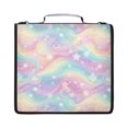 thumbnail image 1 of Zipper Binder with Shoulder Strap 2 inch 3 Ring Waterproof File Folder Organizer Bag 500 Sheet Cute Pastel Rainbow Background, 1 of 8
