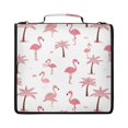 thumbnail image 1 of Zipper Binder with Shoulder Strap 2 inch 3 Ring Waterproof File Folder Organizer Bag 500 Sheet Cute Pink Flamingos and Palm Trees, 1 of 8