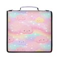 thumbnail image 1 of Zipper Binder with Shoulder Strap 2 inch 3 Ring Waterproof File Folder Organizer Bag 500 Sheet Cute Stars and Pink Clouds, 1 of 8
