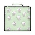 thumbnail image 1 of Zipper Binder with Shoulder Strap 2 inch 3 Ring Waterproof File Folder Organizer Bag 500 Sheet Cute White Jellyfish, 1 of 8