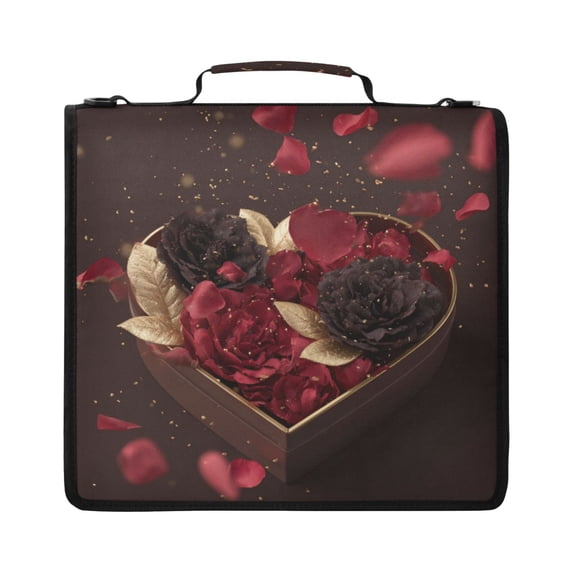 Zipper Binder with Shoulder Strap 2 inch 3 Ring Waterproof File Folder Organizer Bag 500 Sheet Elegant Heart-shaped Gift Box