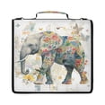 thumbnail image 1 of Zipper Binder with Shoulder Strap 2 inch 3 Ring Waterproof File Folder Organizer Bag 500 Sheet Elephant with Colorful Floral, 1 of 8