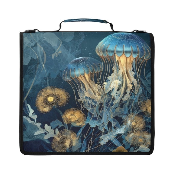 Zipper Binder with Shoulder Strap 2 inch 3 Ring Waterproof File Folder Organizer Bag 500 Sheet Enchanted Ocean Scene