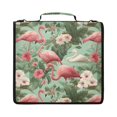 thumbnail image 1 of Zipper Binder with Shoulder Strap 2 inch 3 Ring Waterproof File Folder Organizer Bag 500 Sheet Flamingo Tropical Leaves Pattern, 1 of 8