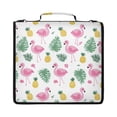 thumbnail image 1 of Zipper Binder with Shoulder Strap 2 inch 3 Ring Waterproof File Folder Organizer Bag 500 Sheet Flamingo and Pineapple Pattern, 1 of 8