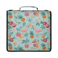 thumbnail image 1 of Zipper Binder with Shoulder Strap 2 inch 3 Ring Waterproof File Folder Organizer Bag 500 Sheet Flamingos and Pomegranates Pattern, 1 of 8