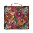 thumbnail image 1 of Zipper Binder with Shoulder Strap 2 inch 3 Ring Waterproof File Folder Organizer Bag 500 Sheet Flowers and Zebra Print, 1 of 8