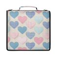 thumbnail image 1 of Zipper Binder with Shoulder Strap 2 inch 3 Ring Waterproof File Folder Organizer Bag 500 Sheet Gingham Heart-shaped Pattern, 1 of 8