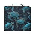 thumbnail image 1 of Zipper Binder with Shoulder Strap 2 inch 3 Ring Waterproof File Folder Organizer Bag 500 Sheet Green Sea Turtles Pattern, 1 of 8
