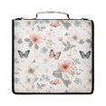 thumbnail image 1 of Zipper Binder with Shoulder Strap 2 inch 3 Ring Waterproof File Folder Organizer Bag 500 Sheet Hand-drawn Flowers and Butterflies, 1 of 8