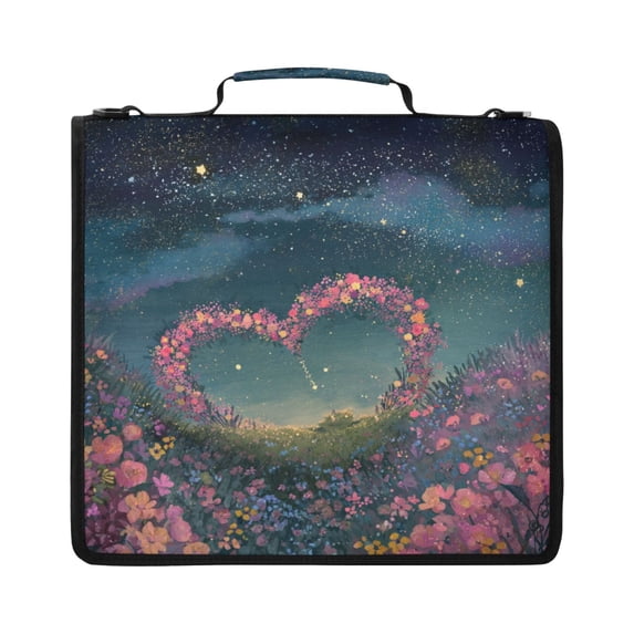 Zipper Binder with Shoulder Strap 2 inch 3 Ring Waterproof File Folder Organizer Bag 500 Sheet Heart-shaped Garlands Float