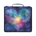 thumbnail image 1 of Zipper Binder with Shoulder Strap 2 inch 3 Ring Waterproof File Folder Organizer Bag 500 Sheet Heart with Galaxy Background, 1 of 8