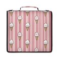 thumbnail image 1 of Zipper Binder with Shoulder Strap 2 inch 3 Ring Waterproof File Folder Organizer Bag 500 Sheet Ice Cream Pattern with Striped, 1 of 8