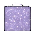 thumbnail image 1 of Zipper Binder with Shoulder Strap 2 inch 3 Ring Waterproof File Folder Organizer Bag 500 Sheet Lavender Glitter Stars Pattern, 1 of 8