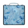thumbnail image 1 of Zipper Binder with Shoulder Strap 2 inch 3 Ring Waterproof File Folder Organizer Bag 500 Sheet Light Sky-blue Marine Life, 1 of 8