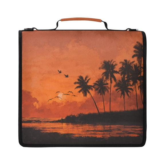 Zipper Binder with Shoulder Strap 2 inch 3 Ring Waterproof File Folder Organizer Bag 500 Sheet Magnificent Sunset Scene