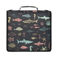 thumbnail image 1 of Zipper Binder with Shoulder Strap 2 inch 3 Ring Waterproof File Folder Organizer Bag 500 Sheet Marine Life Pattern, 1 of 8