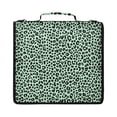 thumbnail image 1 of Zipper Binder with Shoulder Strap 2 inch 3 Ring Waterproof File Folder Organizer Bag 500 Sheet Mint Green Leopard Print, 1 of 8