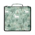 thumbnail image 1 of Zipper Binder with Shoulder Strap 2 inch 3 Ring Waterproof File Folder Organizer Bag 500 Sheet Mint Green Unicorns and Trees, 1 of 8