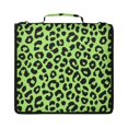 thumbnail image 1 of Zipper Binder with Shoulder Strap 2 inch 3 Ring Waterproof File Folder Organizer Bag 500 Sheet Neon Green Leopard Print, 1 of 8