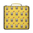 thumbnail image 1 of Zipper Binder with Shoulder Strap 2 inch 3 Ring Waterproof File Folder Organizer Bag 500 Sheet Panda Cartoon with Heart Pattern, 1 of 8