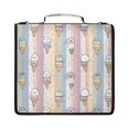 thumbnail image 1 of Zipper Binder with Shoulder Strap 2 inch 3 Ring Waterproof File Folder Organizer Bag 500 Sheet Pastel Cartoon Ice Cream Pattern, 1 of 8
