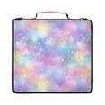 thumbnail image 1 of Zipper Binder with Shoulder Strap 2 inch 3 Ring Waterproof File Folder Organizer Bag 500 Sheet Pastel Colors Stars Pattern, 1 of 8