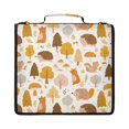 thumbnail image 1 of Zipper Binder with Shoulder Strap 2 inch 3 Ring Waterproof File Folder Organizer Bag 500 Sheet Pastel Orange Forest Animals, 1 of 8