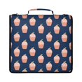 thumbnail image 1 of Zipper Binder with Shoulder Strap 2 inch 3 Ring Waterproof File Folder Organizer Bag 500 Sheet Peach Ice Cream Pattern, 1 of 8