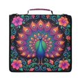 thumbnail image 1 of Zipper Binder with Shoulder Strap 2 inch 3 Ring Waterproof File Folder Organizer Bag 500 Sheet Peacock with Iridescent Tail, 1 of 8