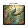 thumbnail image 1 of Zipper Binder with Shoulder Strap 2 inch 3 Ring Waterproof File Folder Organizer Bag 500 Sheet Peacocks in The Rainforest, 1 of 8