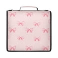 thumbnail image 1 of Zipper Binder with Shoulder Strap 2 inch 3 Ring Waterproof File Folder Organizer Bag 500 Sheet Pink Bow Pattern, 1 of 8