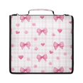 thumbnail image 1 of Zipper Binder with Shoulder Strap 2 inch 3 Ring Waterproof File Folder Organizer Bag 500 Sheet Pink Butterfly Knot and Flowers, 1 of 8