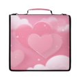 thumbnail image 1 of Zipper Binder with Shoulder Strap 2 inch 3 Ring Waterproof File Folder Organizer Bag 500 Sheet Pink Dreamy Heart, 1 of 8