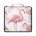thumbnail image 1 of Zipper Binder with Shoulder Strap 2 inch 3 Ring Waterproof File Folder Organizer Bag 500 Sheet Pink Flamingos with Golden Dot, 1 of 8